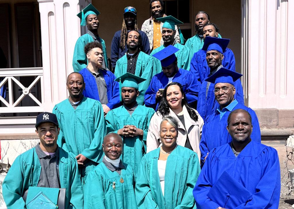 BGE Workforce Collaborative 2024 graduates on the steps of the Clifton Mansion